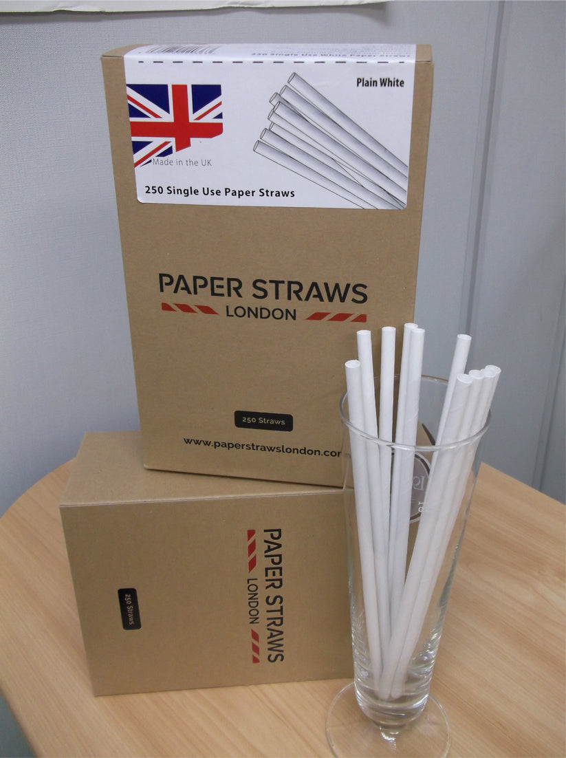 The London Line LONG White Paper Straw Paper Straws London